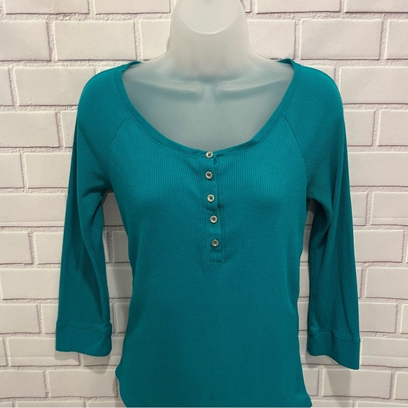 MUDA women 3/4 sleeve green top/size M - Picture 3 of 7